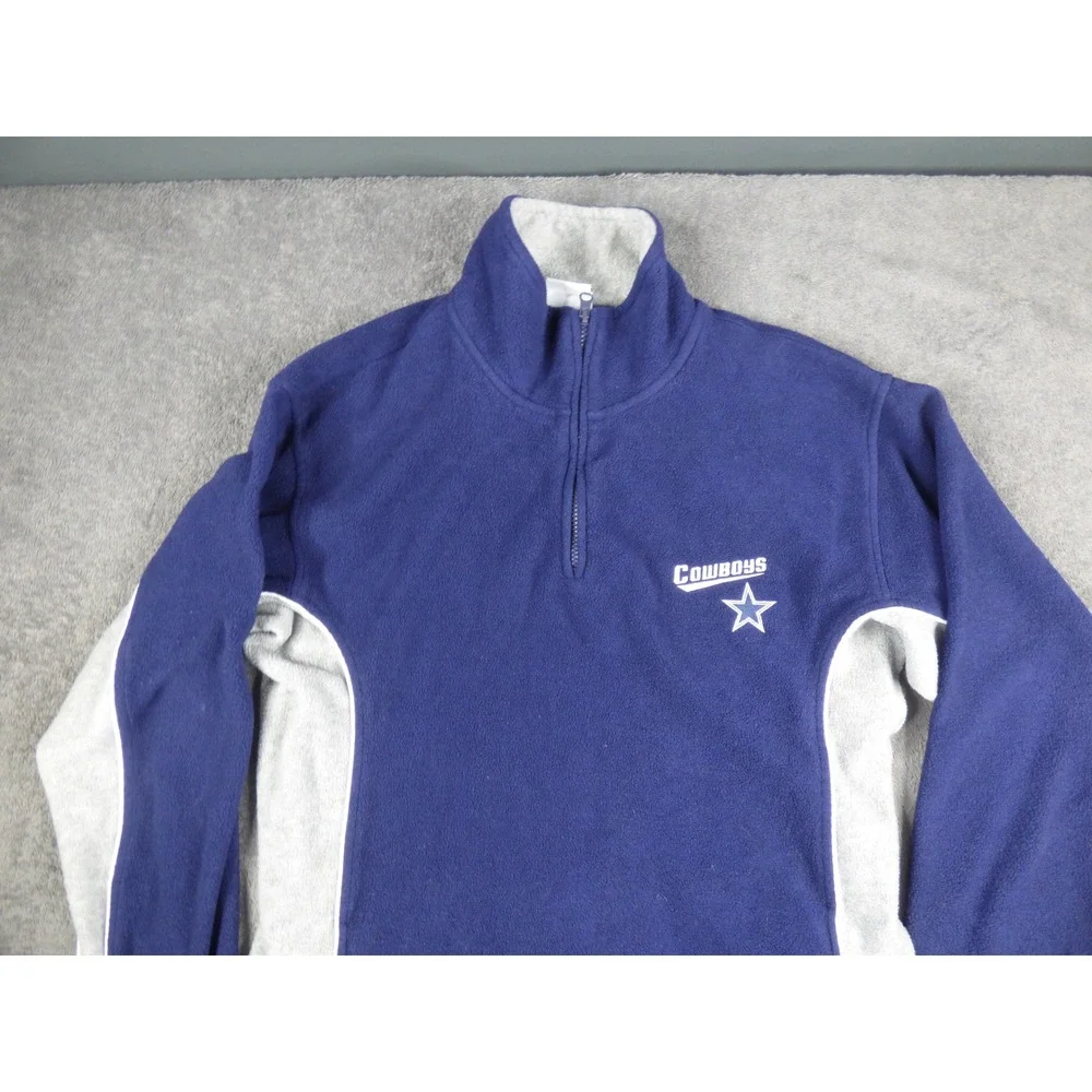 Dallas Cowboys Authentic Apparel Mens Quarter Zip Fleece Pullover Navy Blue L - Picture 2 of 8